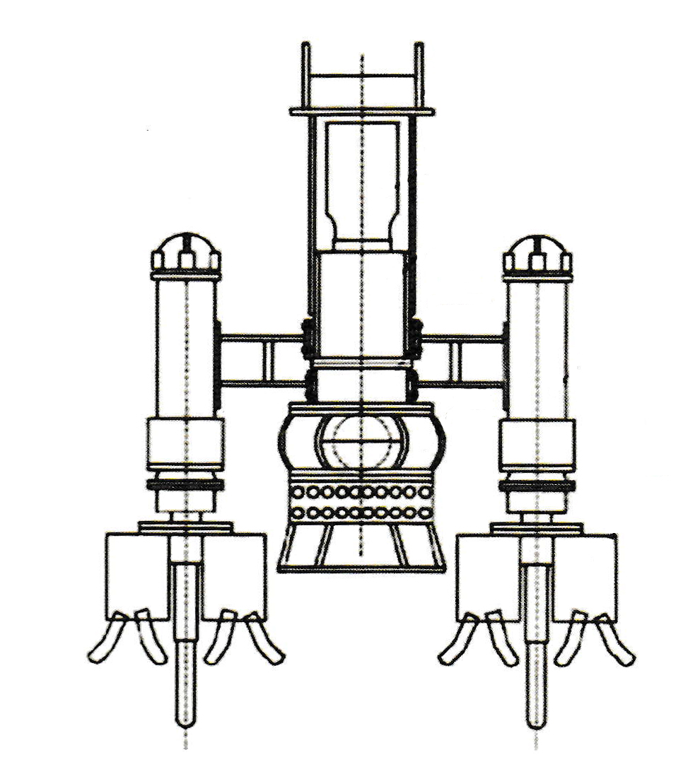 Structural Diagram of Hydraulic Submersible Sand Pump - Heavy-duty Dredging Pump with Twin Agitators and Hydraulic Excavators for High-Density Slurry.